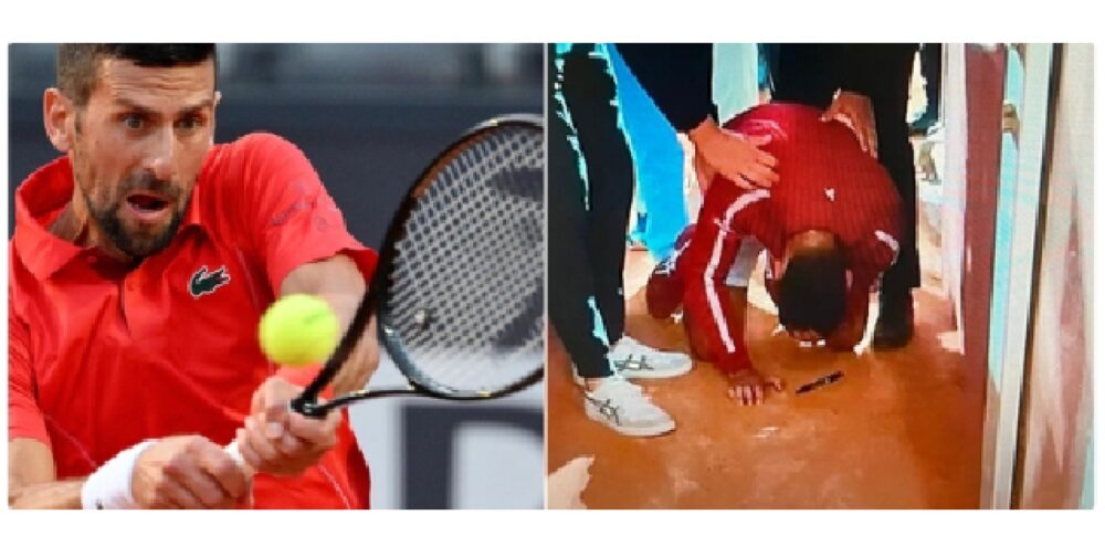 Djokovic a terra ferito da un oggetto lanciato durante un match, sanguina dalla testa