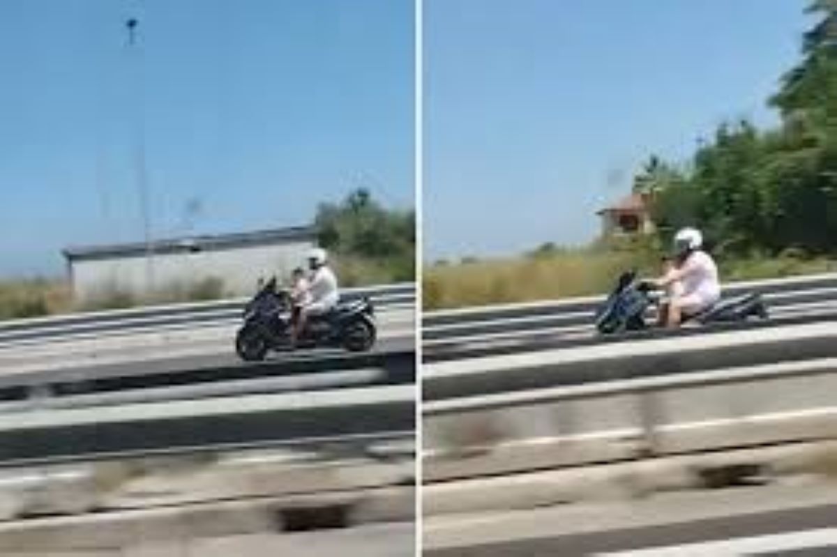 Bambino senza casco su una moto guidata a 120 Km all’ora dal padre, il video diventa virale