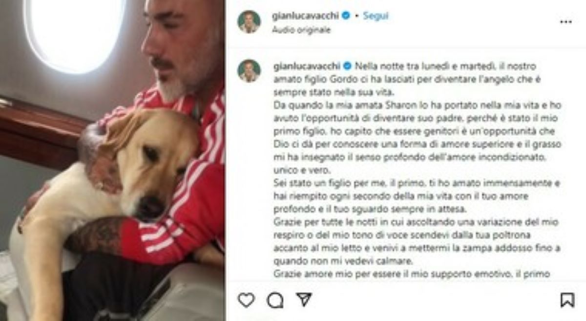 Gianluca Vacchi annientato dal dolore per la morte del suo cane Gordo: “Il Mio Primo Figlio”
