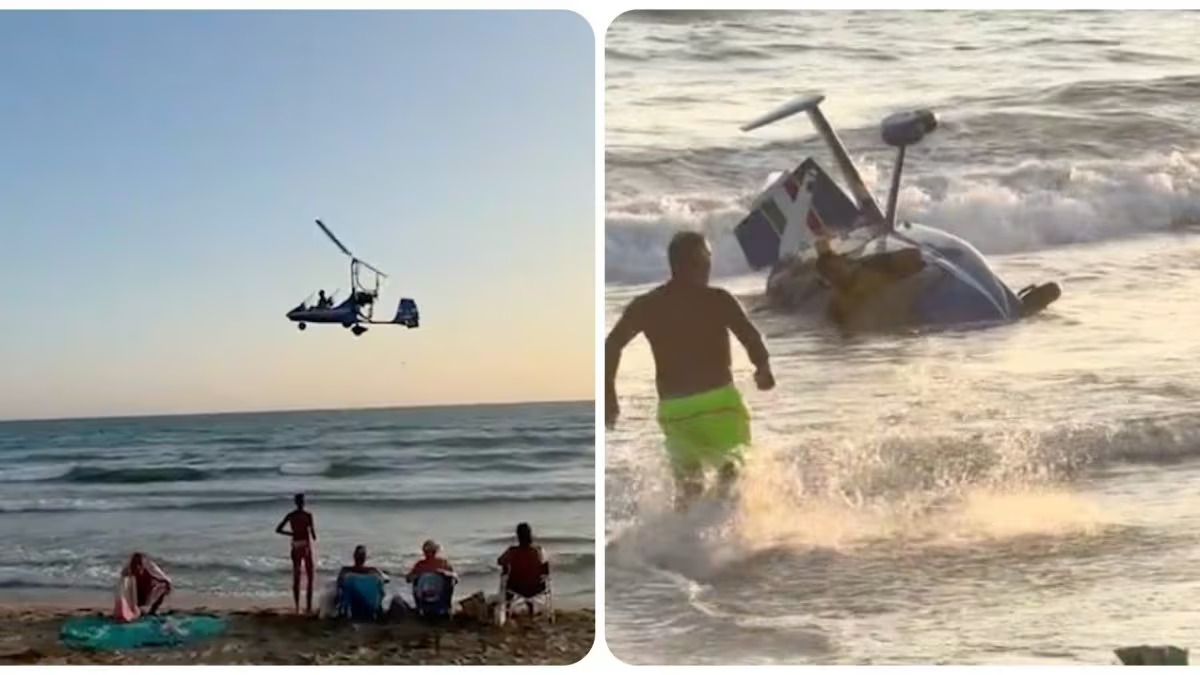 Autogiro precipita in mare a Marina di Minturno: il pilota esce illeso