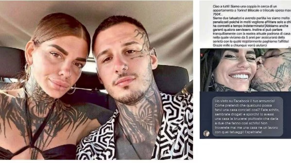 Una coppia di tatuatori, Alessia Castellani e Daniel Iaconis, si è vista rifiutare un appartamento in affitto a Torino a causa dei loro tatuaggi, scatenando indignazione.