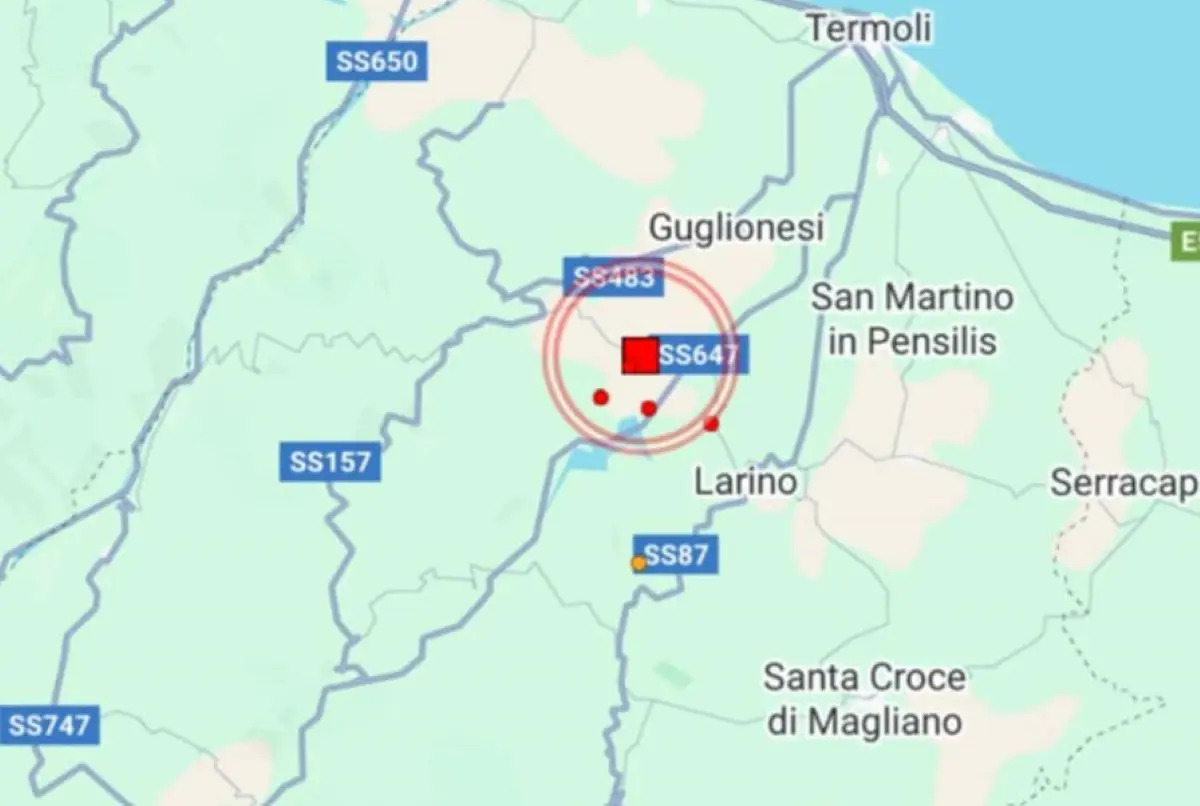 Terremoto di magnitudo 4 a Montecilfone: scossa avvertita in Molise, Abruzzo e Puglia