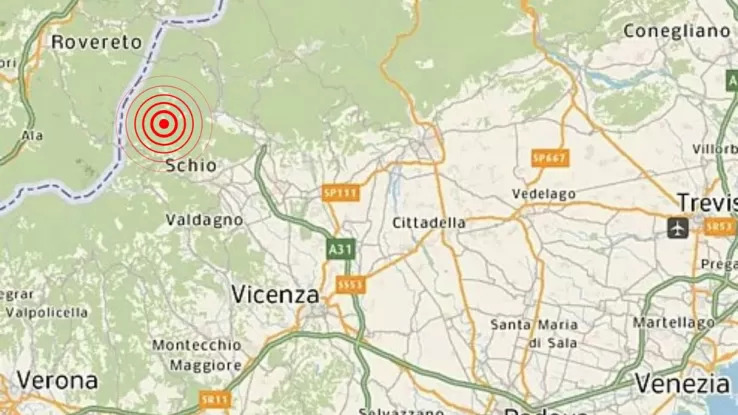 Registrata una scossa di terremoto a sud di Montecchio Maggiore (VI) questa mattina, senza segnalazioni di danni o conseguenze per la popolazione.